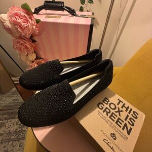 Cloudsteppers by Clarks Sparkling Black Flats